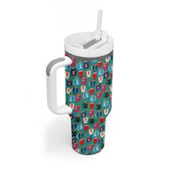Christmas Teapot Group Tumbler With Handle Xmas Holiday Patterns - Wonder Print Shop