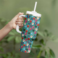 Christmas Teapot Group Tumbler With Handle Xmas Holiday Patterns - Wonder Print Shop