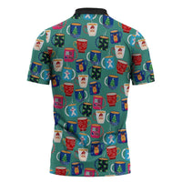 Christmas Teapot Group Zipper Polo Shirt Xmas Holiday Patterns - Wonder Print Shop