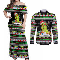 Christmas Tennis Snowman Couples Matching Off Shoulder Maxi Dress and Long Sleeve Button Shirt Xmas Holiday Patterns - Wonder Print Shop