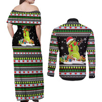 Christmas Tennis Snowman Couples Matching Off Shoulder Maxi Dress and Long Sleeve Button Shirt Xmas Holiday Patterns - Wonder Print Shop