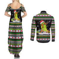 Christmas Tennis Snowman Couples Matching Summer Maxi Dress and Long Sleeve Button Shirt Xmas Holiday Patterns - Wonder Print Shop