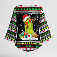 Christmas Tennis Snowman Kimono Sleeve Blouse Xmas Holiday Patterns - Wonder Print Shop