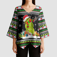 Christmas Tennis Snowman Kimono Sleeve Blouse Xmas Holiday Patterns - Wonder Print Shop
