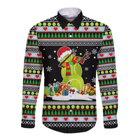 Christmas Tennis Snowman Long Sleeve Button Shirt Xmas Holiday Patterns - Wonder Print Shop