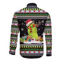 Christmas Tennis Snowman Long Sleeve Button Shirt Xmas Holiday Patterns - Wonder Print Shop