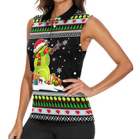 Christmas Tennis Snowman Women Sleeveless Polo Shirt Xmas Holiday Patterns - Wonder Print Shop