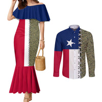 Christmas Texas Camo Couples Matching Mermaid Dress and Long Sleeve Button Shirt Xmas Holiday Patterns - Wonder Print Shop