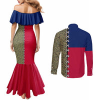 Christmas Texas Camo Couples Matching Mermaid Dress and Long Sleeve Button Shirt Xmas Holiday Patterns - Wonder Print Shop