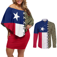 Christmas Texas Camo Couples Matching Off Shoulder Short Dress and Long Sleeve Button Shirt Xmas Holiday Patterns - Wonder Print Shop