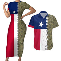Christmas Texas Camo Couples Matching Short Sleeve Bodycon Dress and Hawaiian Shirt Xmas Holiday Patterns - Wonder Print Shop