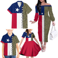 Christmas Texas Camo Family Matching Off The Shoulder Long Sleeve Dress and Hawaiian Shirt Xmas Holiday Patterns - Wonder Print Shop