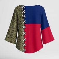 Christmas Texas Camo Kimono Sleeve Blouse Xmas Holiday Patterns - Wonder Print Shop