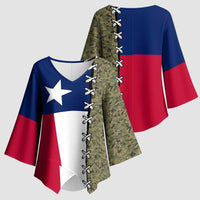 Christmas Texas Camo Kimono Sleeve Blouse Xmas Holiday Patterns - Wonder Print Shop