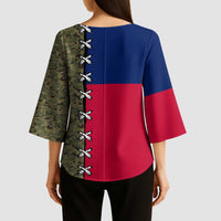 Christmas Texas Camo Kimono Sleeve Blouse Xmas Holiday Patterns - Wonder Print Shop