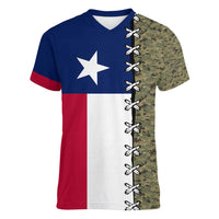 Christmas Texas Camo Women V-Neck T-Shirt Xmas Holiday Patterns - Wonder Print Shop