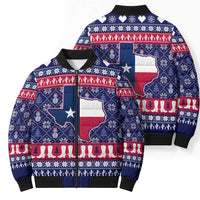 Christmas Texas Map Symbols Bomber Puffer Jacket Xmas Holiday Patterns - Wonder Print Shop