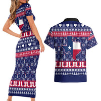 Christmas Texas Map Symbols Couples Matching Short Sleeve Bodycon Dress and Hawaiian Shirt Xmas Holiday Patterns - Wonder Print Shop