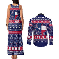 Christmas Texas Map Symbols Couples Matching Tank Maxi Dress and Long Sleeve Button Shirt Xmas Holiday Patterns - Wonder Print Shop
