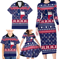 Christmas Texas Map Symbols Family Matching Long Sleeve Bodycon Dress and Hawaiian Shirt Xmas Holiday Patterns - Wonder Print Shop