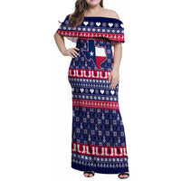 Christmas Texas Map Symbols Family Matching Off Shoulder Maxi Dress and Hawaiian Shirt Xmas Holiday Patterns - Wonder Print Shop
