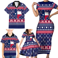 Christmas Texas Map Symbols Family Matching Short Sleeve Bodycon Dress and Hawaiian Shirt Xmas Holiday Patterns - Wonder Print Shop
