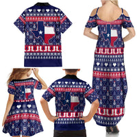 Christmas Texas Map Symbols Family Matching Summer Maxi Dress and Hawaiian Shirt Xmas Holiday Patterns - Wonder Print Shop