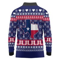 Christmas Texas Map Symbols Long Sleeve Polo Shirt Xmas Holiday Patterns - Wonder Print Shop