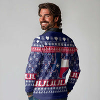 Christmas Texas Map Symbols Long Sleeve Polo Shirt Xmas Holiday Patterns - Wonder Print Shop