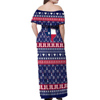 Christmas Texas Map Symbols Off Shoulder Maxi Dress Xmas Holiday Patterns - Wonder Print Shop