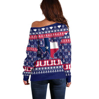 Christmas Texas Map Symbols Off Shoulder Sweater Xmas Holiday Patterns - Wonder Print Shop