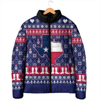 Christmas Texas Map Symbols Padded Jacket Xmas Holiday Patterns - Wonder Print Shop