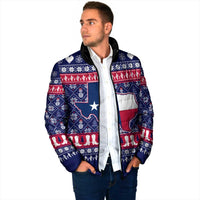 Christmas Texas Map Symbols Padded Jacket Xmas Holiday Patterns - Wonder Print Shop