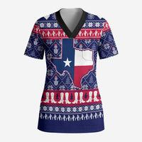 Christmas Texas Map Symbols Scrub Top Xmas Holiday Patterns - Wonder Print Shop