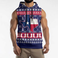 Christmas Texas Map Symbols Sleeveless Hoodie Xmas Holiday Patterns - Wonder Print Shop