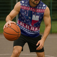 Christmas Texas Map Symbols Sleeveless Hoodie Xmas Holiday Patterns - Wonder Print Shop