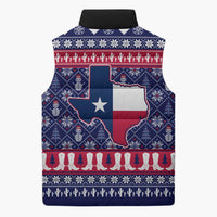 Christmas Texas Map Symbols Sleeveless Puffer Jacket Xmas Holiday Patterns - Wonder Print Shop