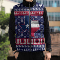 Christmas Texas Map Symbols Sleeveless Puffer Jacket Xmas Holiday Patterns - Wonder Print Shop