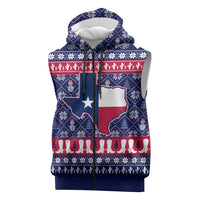 Christmas Texas Map Symbols Sleeveless Zip Hoodie Xmas Holiday Patterns - Wonder Print Shop