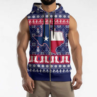 Christmas Texas Map Symbols Sleeveless Zip Hoodie Xmas Holiday Patterns - Wonder Print Shop