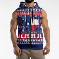 Christmas Texas Map Symbols Sleeveless Zip Hoodie Xmas Holiday Patterns - Wonder Print Shop