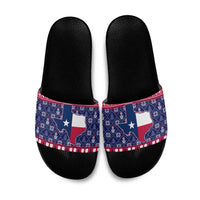 Christmas Texas Map Symbols Slide Sandals Xmas Holiday Patterns - Wonder Print Shop