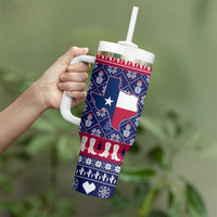 Christmas Texas Map Symbols Tumbler With Handle Xmas Holiday Patterns - Wonder Print Shop