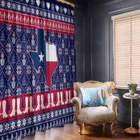 Christmas Texas Map Symbols Window Curtain Xmas Holiday Patterns - Wonder Print Shop