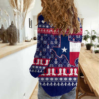 Christmas Texas Map Symbols Women Casual Shirt Xmas Holiday Patterns - Wonder Print Shop