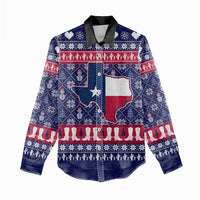 Christmas Texas Map Symbols Women Casual Shirt Xmas Holiday Patterns - Wonder Print Shop