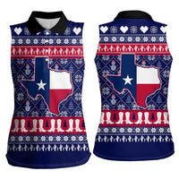 Christmas Texas Map Symbols Women Sleeveless Polo Shirt Xmas Holiday Patterns - Wonder Print Shop