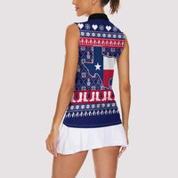 Christmas Texas Map Symbols Women Sleeveless Polo Shirt Xmas Holiday Patterns - Wonder Print Shop