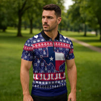 Christmas Texas Map Symbols Zipper Polo Shirt Xmas Holiday Patterns - Wonder Print Shop