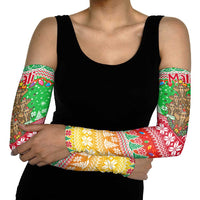 Mali Christmas Arm Sleeves with Cartoon Elephant Pyramid Snowflakes and Holiday Lights - Wonder Print Shop